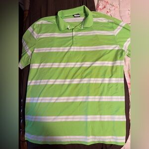 Mens Nike golf tour performance green white striped polo shirt 2XL